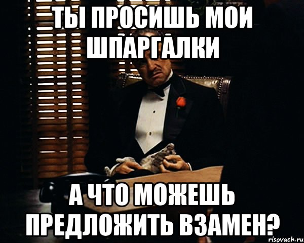 ты просишь мои шпаргалки а что можешь предложить взамен?, Мем Дон Вито Корлеоне