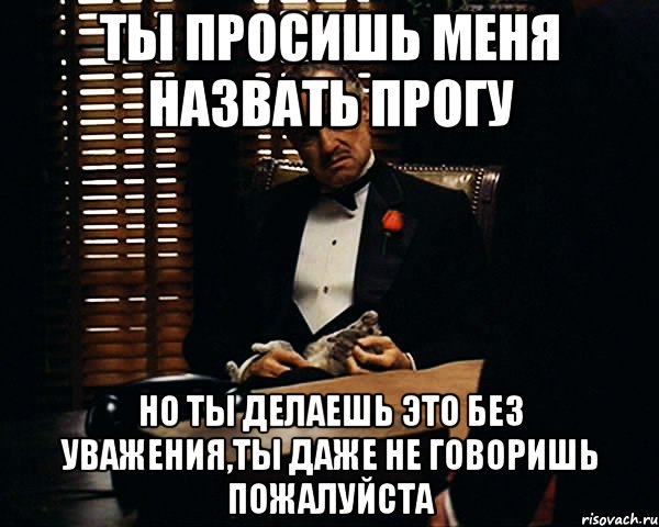 ты просишь меня назвать прогу но ты делаешь это без уважения,ты даже не говоришь пожалуйста, Мем Дон Вито Корлеоне