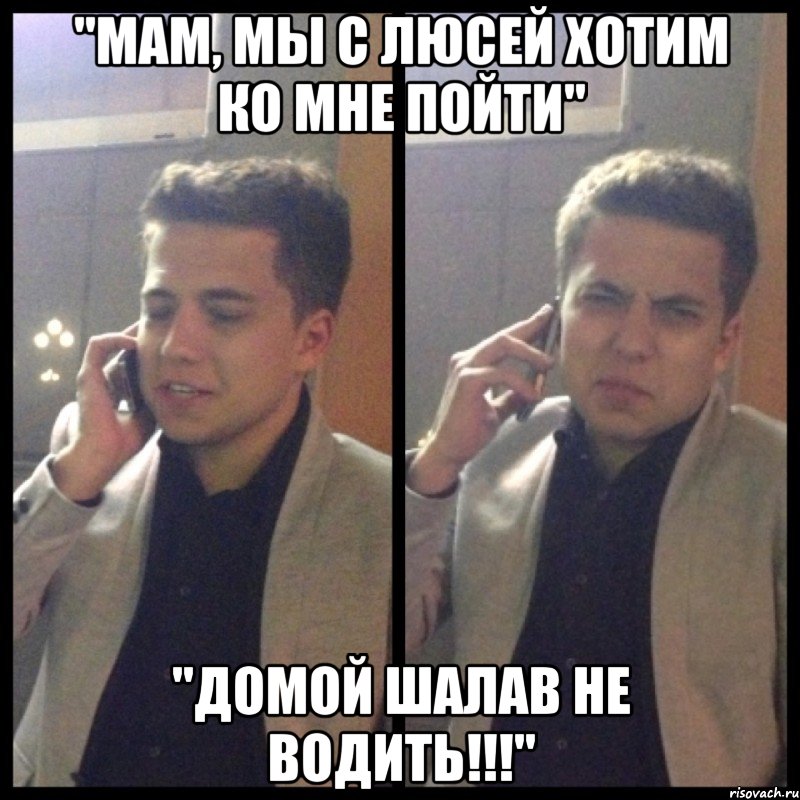 "мам, мы с люсей хотим ко мне пойти" "домой шалав не водить!!!", Мем Дорогая