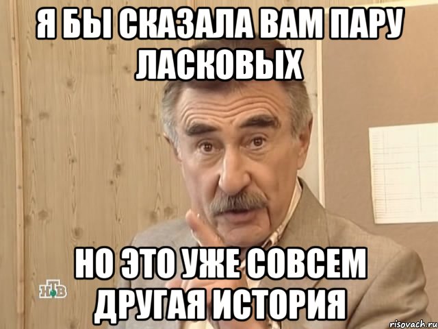 я бы сказала вам пару ласковых но это уже совсем другая история, Мем Каневский (Но это уже совсем другая история)