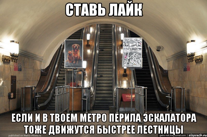 ставь лайк если и в твоем метро перила эскалатора тоже движутся быстрее лестницы, Мем Эскалатор