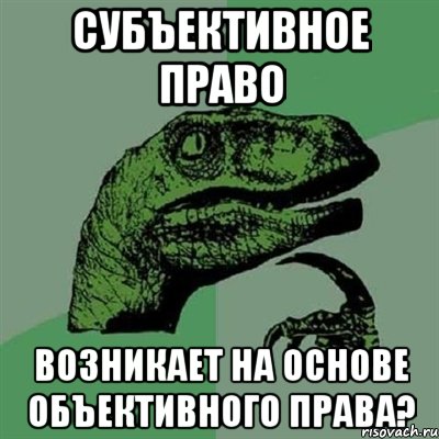 субъективное право возникает на основе объективного права?, Мем Филосораптор