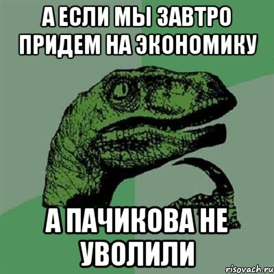 а если мы завтро придем на экономику а пачикова не уволили, Мем Филосораптор