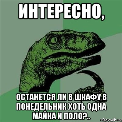 интересно, останется ли в шкафу в понедельник хоть одна майка и поло?.., Мем Филосораптор