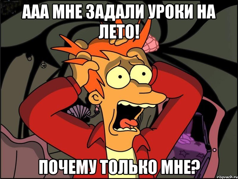 ааа мне задали уроки на лето! почему только мне?, Мем Фрай в панике