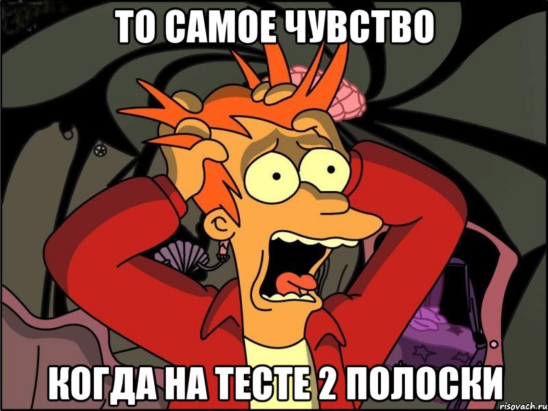 то самое чувство когда на тесте 2 полоски, Мем Фрай в панике