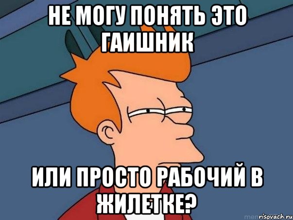 не могу понять это гаишник или просто рабочий в жилетке?, Мем  Фрай (мне кажется или)