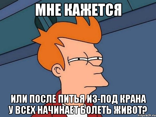 мне кажется или после питья из-под крана у всех начинает болеть живот?, Мем  Фрай (мне кажется или)