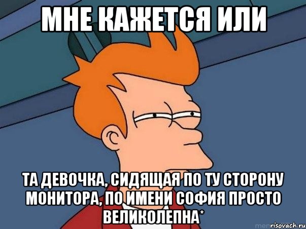 мне кажется или та девочка, сидящая по ту сторону монитора, по имени софия просто великолепна*, Мем  Фрай (мне кажется или)