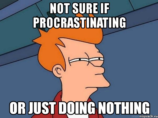 not sure if procrastinating or just doing nothing, Мем  Фрай (мне кажется или)