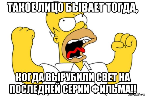 такое лицо бывает тогда, когда вырубили свет на последней серии фильма!!, Мем Разъяренный Гомер