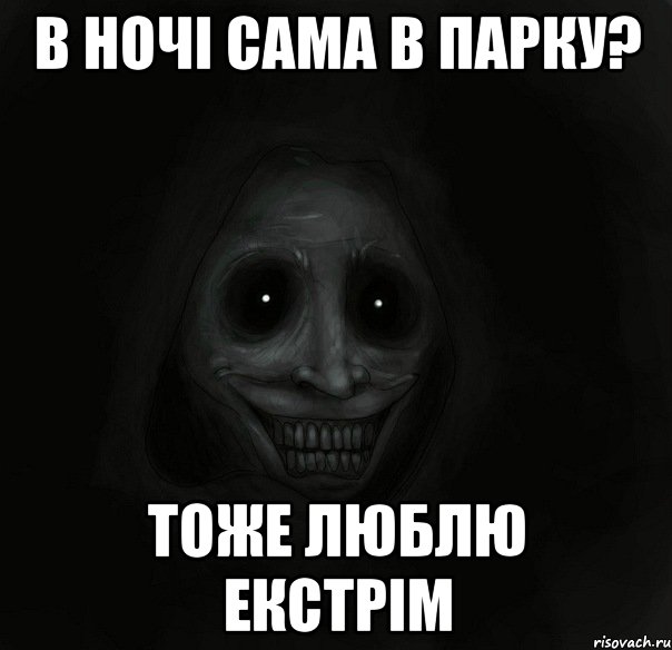 в ночі сама в парку? тоже люблю екстрім, Мем Ночной гость