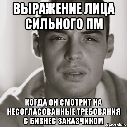 выражение лица сильного пм когда он смотрит на несогласованные требования с бизнес заказчиком, Мем Гуф