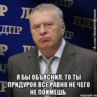  я бы объяснил, то ты придурок все равно не чего не поймешь., Мем Хватит это терпеть (Жириновский)