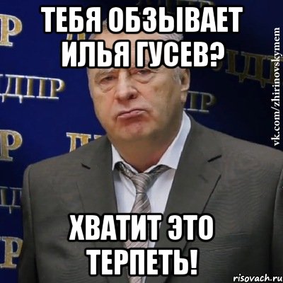 тебя обзывает илья гусев? хватит это терпеть!, Мем Хватит это терпеть (Жириновский)