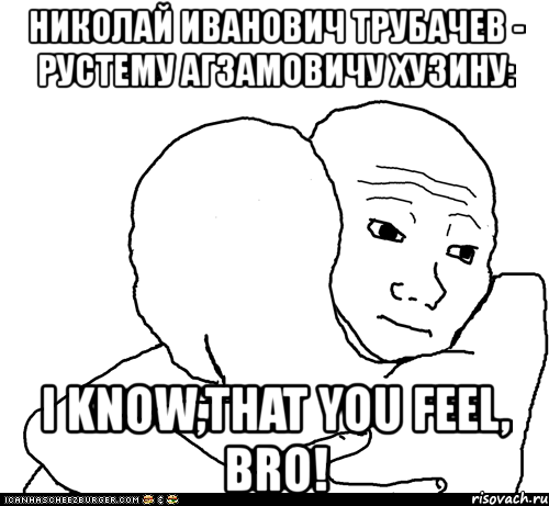 николай иванович трубачев - рустему агзамовичу хузину: i know,that you feel, bro!, Мем I Know That Feel Bro