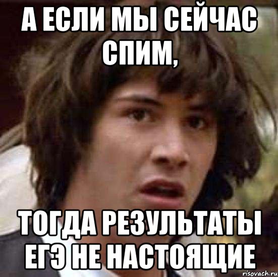 а если мы сейчас спим, тогда результаты егэ не настоящие, Мем А что если (Киану Ривз)