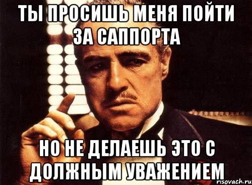 ты просишь меня пойти за саппорта но не делаешь это с должным уважением, Мем крестный отец