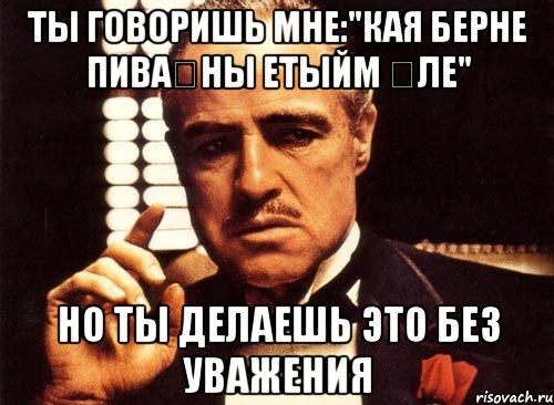 ты говоришь мне:"кая берне пиваңны етыйм әле" но ты делаешь это без уважения, Мем крестный отец