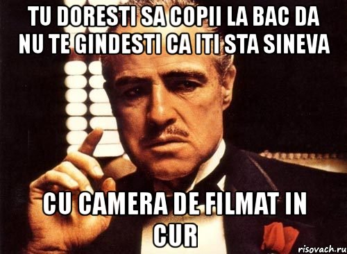 tu doresti sa copii la bac da nu te gindesti ca iti sta sineva cu camera de filmat in cur, Мем крестный отец