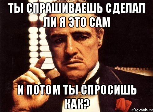 ты спрашиваешь сделал ли я это сам и потом ты спросишь как?, Мем крестный отец