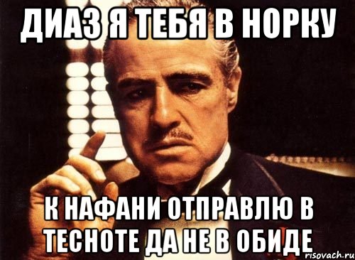 диаз я тебя в норку к нафани отправлю в тесноте да не в обиде, Мем крестный отец