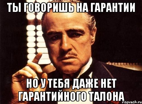 ты говоришь на гарантии но у тебя даже нет гарантийного талона, Мем крестный отец