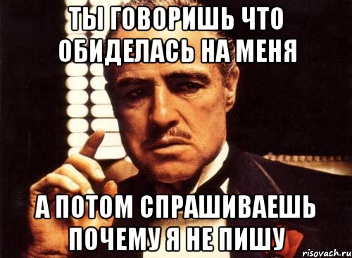 ты говоришь что обиделась на меня а потом спрашиваешь почему я не пишу, Мем крестный отец