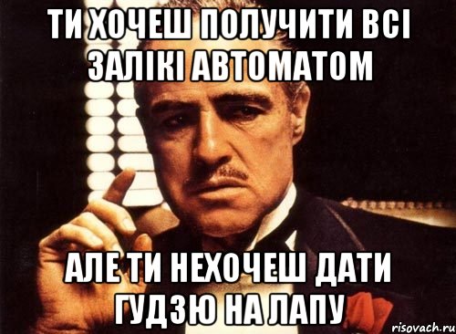 ти хочеш получити всі залікі автоматом але ти нехочеш дати гудзю на лапу, Мем крестный отец