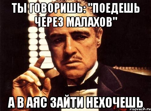 ты говоришь: "поедешь через малахов" а в аяс зайти нехочешь, Мем крестный отец