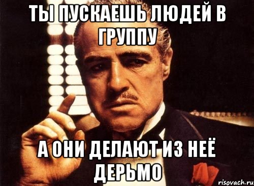 ты пускаешь людей в группу а они делают из неё дерьмо, Мем крестный отец