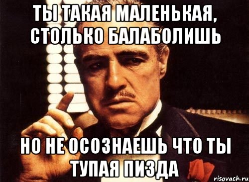 ты такая маленькая, столько балаболишь но не осознаешь что ты тупая пизда, Мем крестный отец