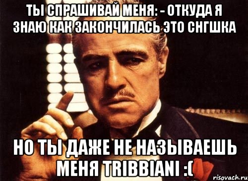 ты спрашивай меня: - откуда я знаю как закончилась это снгшка но ты даже не называешь меня tribbiani :(, Мем крестный отец