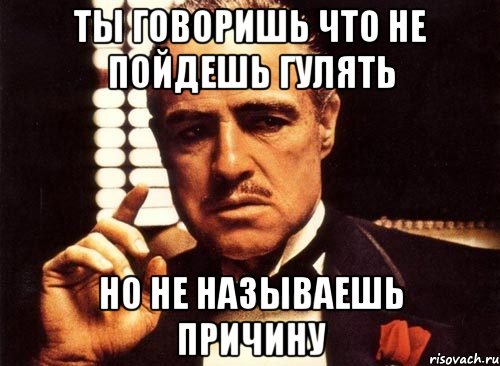 ты говоришь что не пойдешь гулять но не называешь причину, Мем крестный отец