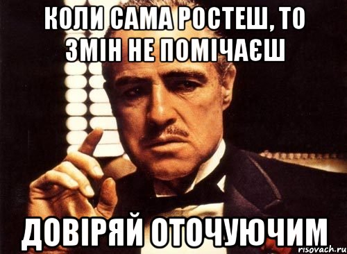 коли сама ростеш, то змін не помічаєш довіряй оточуючим, Мем крестный отец