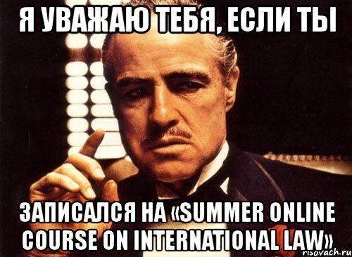 я уважаю тебя, если ты записался на «summer online course on international law», Мем крестный отец