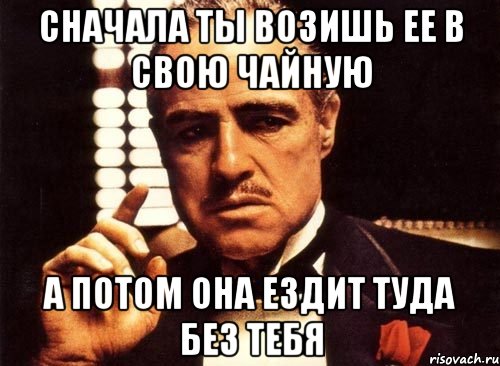 сначала ты возишь ее в свою чайную а потом она ездит туда без тебя, Мем крестный отец