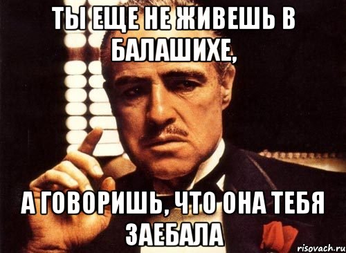 ты еще не живешь в балашихе, а говоришь, что она тебя заебала, Мем крестный отец