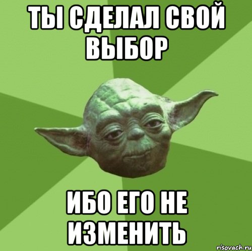 ты сделал свой выбор ибо его не изменить