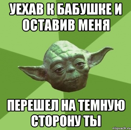 уехав к бабушке и оставив меня перешел на темную сторону ты