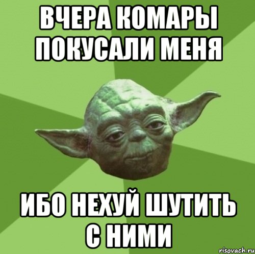 вчера комары покусали меня ибо нехуй шутить с ними
