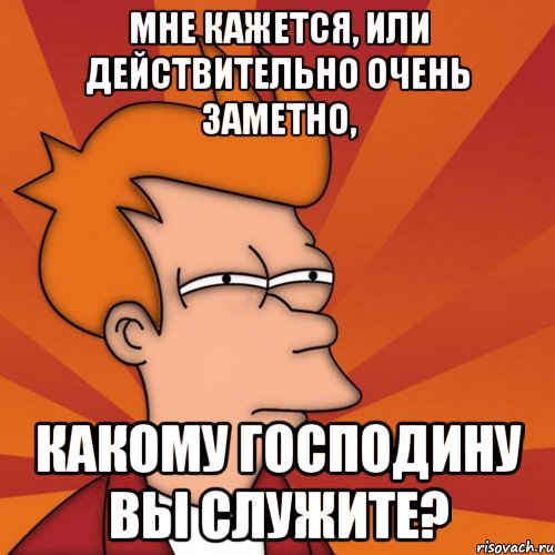 мне кажется, или действительно очень заметно, какому господину вы служите?, Мем Мне кажется или (Фрай Футурама)