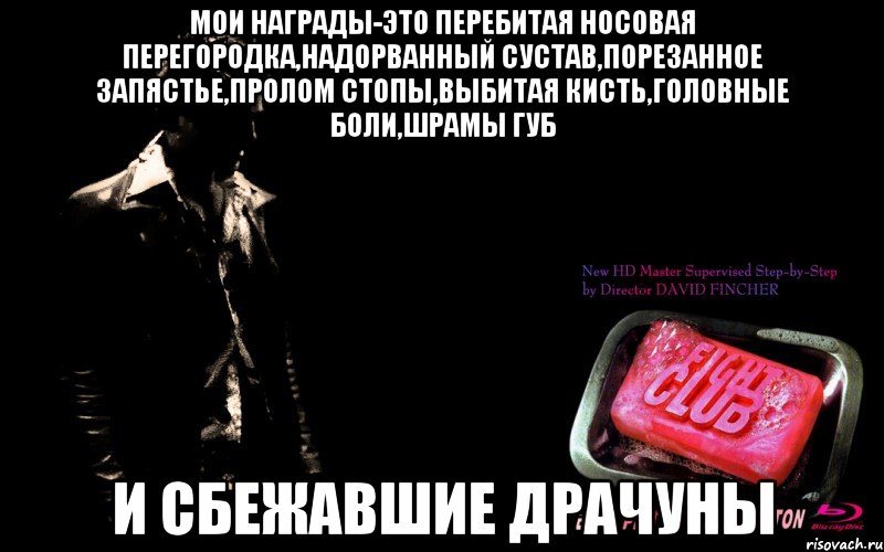 мои награды-это перебитая носовая перегородка,надорванный сустав,порезанное запястье,пролом стопы,выбитая кисть,головные боли,шрамы губ и сбежавшие драчуны, Мем мне нечего терятькроме бойцовско