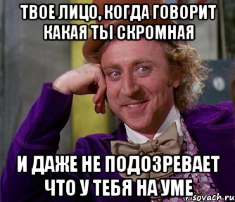 твое лицо, когда говорит какая ты скромная и даже не подозревает что у тебя на уме, Мем мое лицо