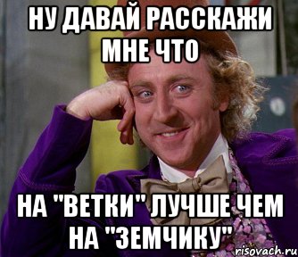 ну давай расскажи мне что на ''ветки'' лучше чем на ''земчику'', Мем мое лицо