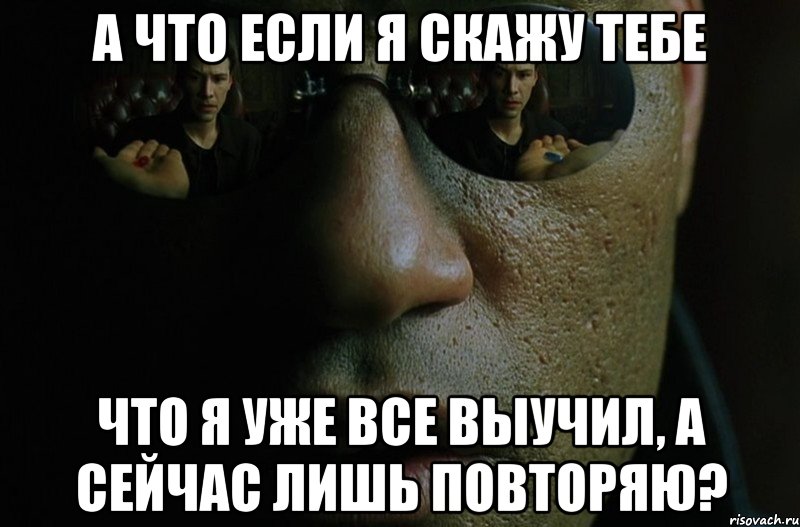 а что если я скажу тебе что я уже все выучил, а сейчас лишь повторяю?, Мем Морфиус