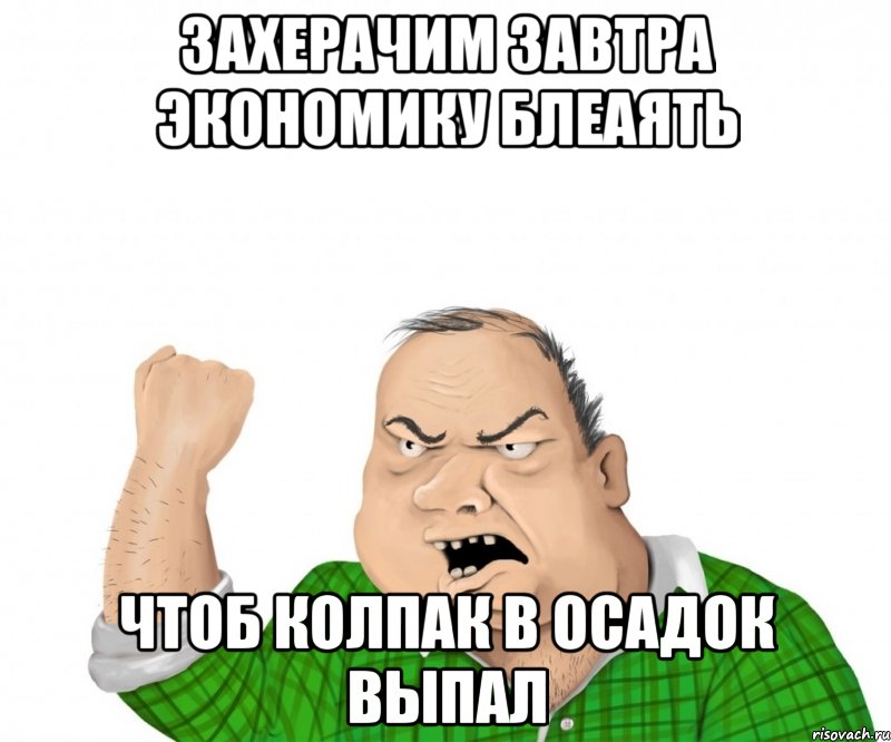 захерачим завтра экономику блеаять чтоб колпак в осадок выпал, Мем мужик