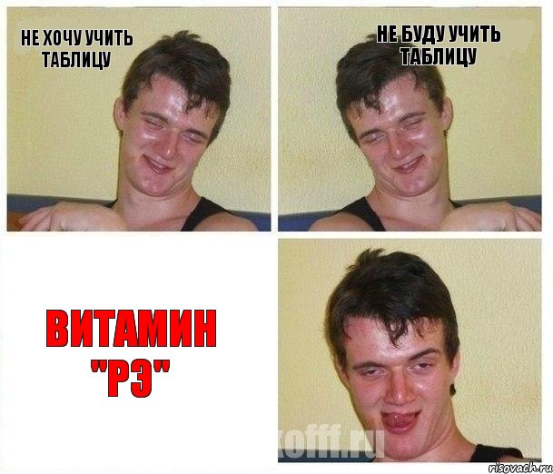 Не хочу учить таблицу Не буду учить таблицу ВИТАМИН "Рэ", Комикс Не хочу (10 guy)