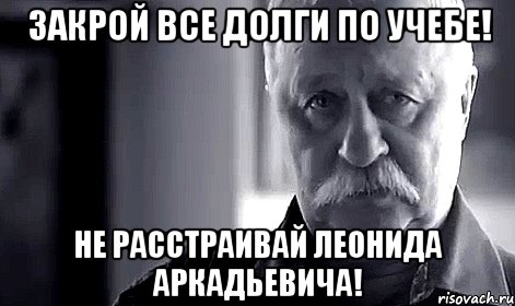 закрой все долги по учебе! не расстраивай леонида аркадьевича!