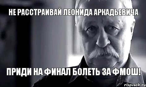 не расстраивай Леонида Аркадьевича приди на финал болеть за ФМОш!